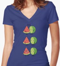 First kiss Women's Fitted V-Neck T-Shirt