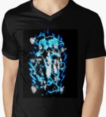 Camiseta para hombre de cuello en v Goku & Vegeta Super Saiyan GoD / Blue