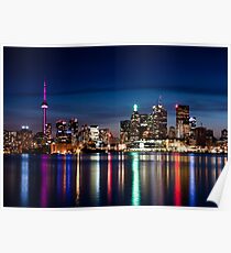 Toronto Skyline At Night From Polson St No 2 Poster