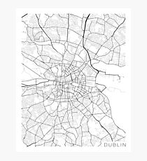 Dublin Map, Ireland - Black and White Photographic Print