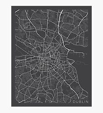 Dublin Map, Ireland - Gray Photographic Print