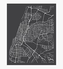 Tel Aviv Map, Israel - Gray Photographic Print