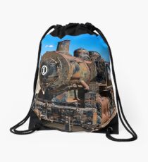 Steam powered Train Drawstring Bag