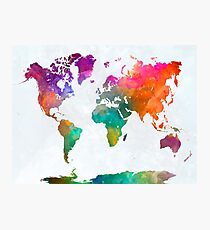 World map in watercolor 25 Photographic Print