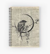 Goth Raven Pen & Ink Illustration, Vintage Wörterbuch Kunst Spiralblock