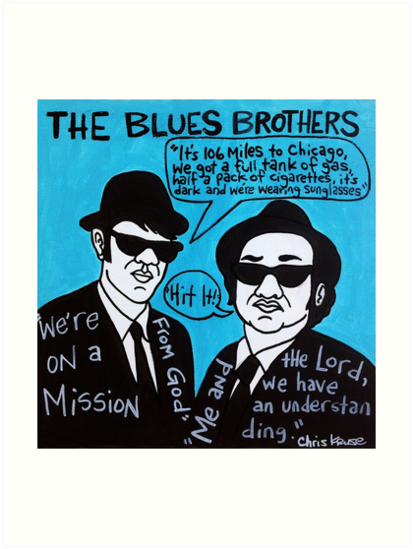 "Blues Brothers Blues Folk Art" Art Prints by krusefolkart | Redbubble