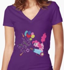 Pinkie Pie Cannon! Women's Fitted V-Neck T-Shirt
