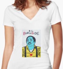 R.L. Burnside Blues Folk Art Women's Fitted V-Neck T-Shirt