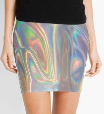 Holographic waves in silver Mini Skirt