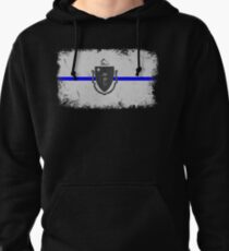 Blue Line Massachusetts State Flag Pullover Hoodie
