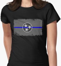 Blue Line Tennessee State Flag Women's Fitted T-Shirt