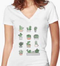 Cactus Women's Fitted V-Neck T-Shirt