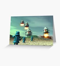 Robot Invasion From Above V2 Greeting Card