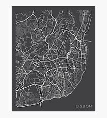 Lisbon Map, Portugal - Gray Photographic Print