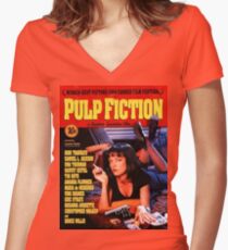 Camiseta entallada de cuello en V Ficción de pulpa