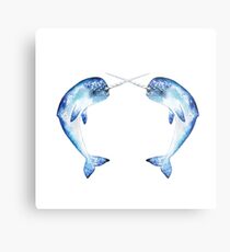Narwhal Pair, Crossed Swords Metal Print