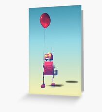 Little Red Birthday Robot 3 Greeting Card