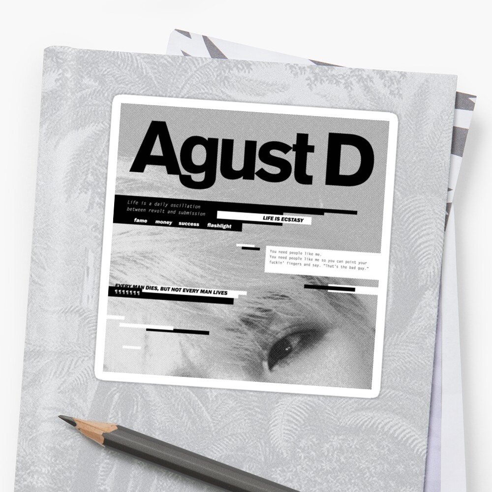 "AGUST D " Sticker by truebehonest | Redbubble