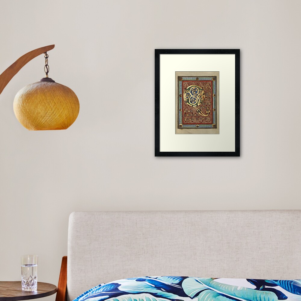 Decorated Incipit Page - Opening of Luke's Gospel (1120 - 1140 AD) Framed Art Print