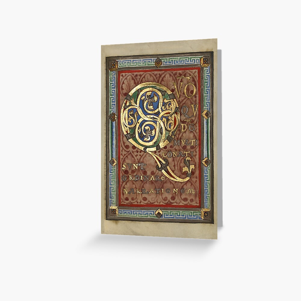 Decorated Incipit Page - Opening of Luke's Gospel (1120 - 1140 AD) Greeting Card