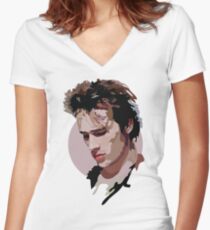 Jeff Buckley Tailliertes T-Shirt mit V-Ausschnitt