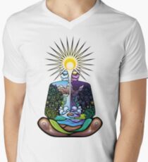 Psychedelic meditating Nature-man Men's V-Neck T-Shirt