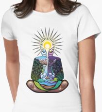 Psychedelic meditating Nature-man Women's Fitted T-Shirt
