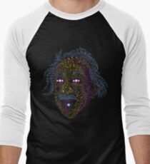 Acid Scientist tongue out psychedelic art poster Men's Baseball ¾ T-Shirt