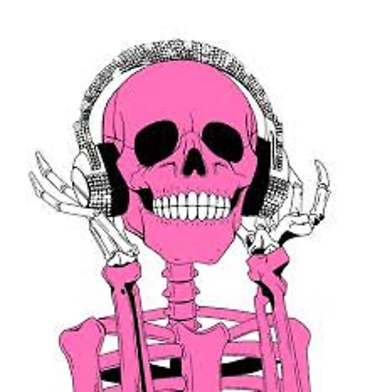 "Pink Skeleton listening to music " Photographic Prints by Ghostboy301