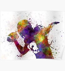 american football player quarterback passing portrait Poster