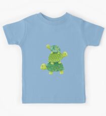 Cute Turtle Stack in Teal, Lime Green and Turquoise Kids Tee