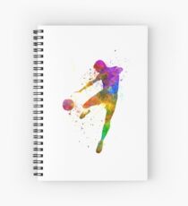 Cuaderno de espiral hombre fútbol jugador de fútbol volando patadas