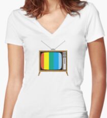 Retro TV Women's Fitted V-Neck T-Shirt