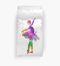 Young woman ballerina ballet dancer dancing with tutu Duvet Cover