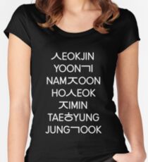 BTS members (hangul) - Black version Women's Fitted Scoop T-Shirt