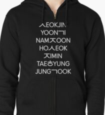 Membres BTS (hangul) - Version noire Veste zippée à capuche
