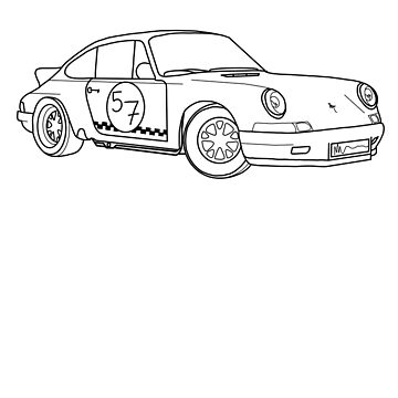Porsche 911, Hand Drawn Car Sticker for Sale by OneLineArt