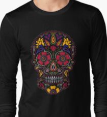 Day of the Dead Sugar Skull Dark Long Sleeve T-Shirt