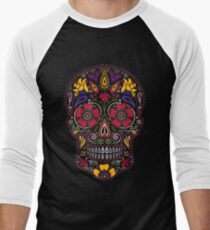 Day of the Dead Sugar Skull Dark Men's Baseball ¾ T-Shirt