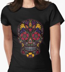 Day of the Dead Sugar Skull Dark Women's Fitted T-Shirt
