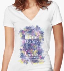 Burning Up A Sun Just To Say Goodbye Women's Fitted V-Neck T-Shirt