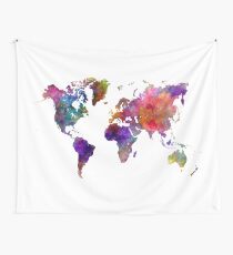 World map in watercolor Wall Tapestry
