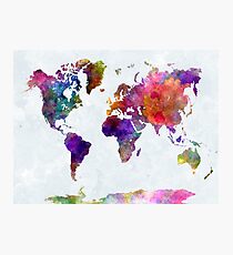World map in watercolor Photographic Print
