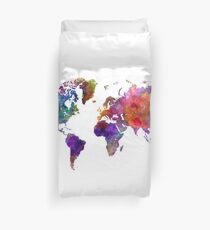 World map in watercolor Duvet Cover