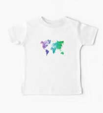 World map in watercolor multicolored Baby Tee