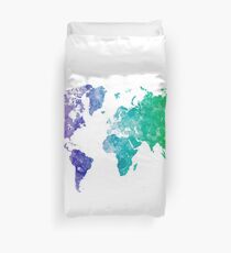World map in watercolor multicolored Duvet Cover