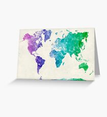 World map in watercolor multicolored Greeting Card