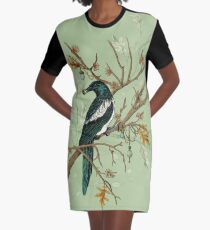 Magpie Birds Graphic T-Shirt Dress