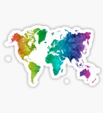 World map in watercolor rainbow Sticker