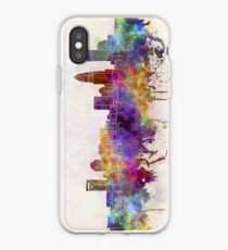 Charlotte skyline in watercolor background iPhone Case